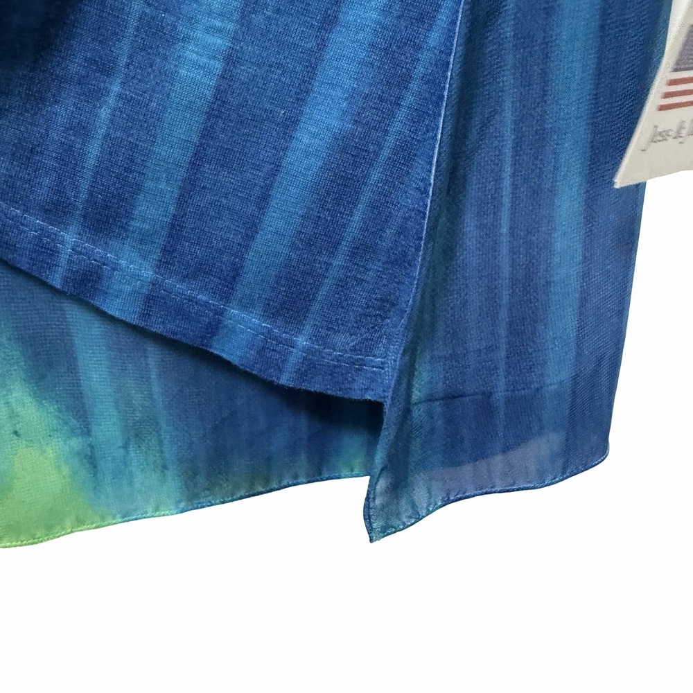 Jess & Jane Rhinestone Tie Dye Top Size L Blue Lightweight‎ Artsy 3/4 Sleeve NEW - Picture 5 of 9